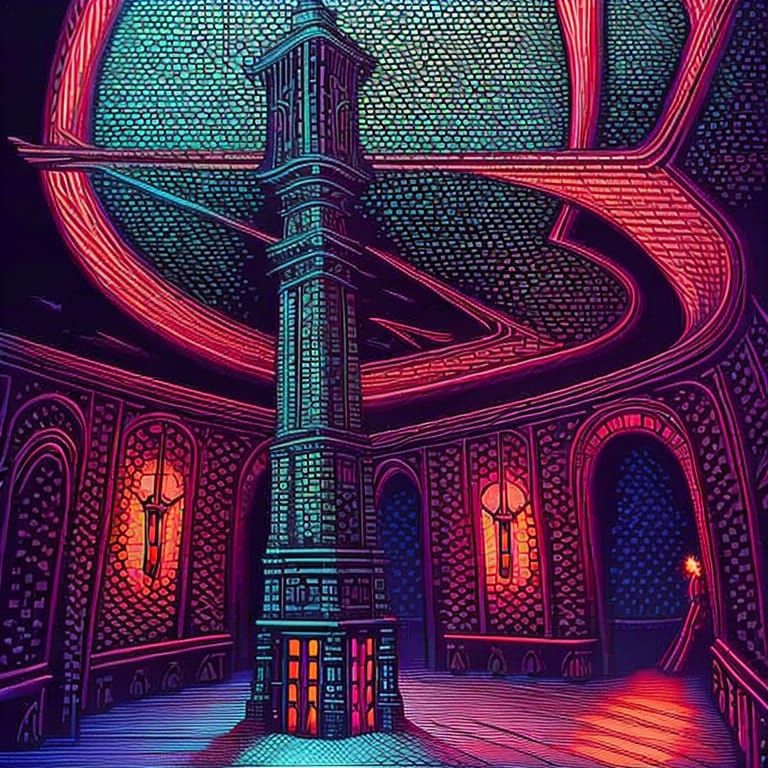 Magical Doorway in Bioluminescent Fantasy Laboratory Room