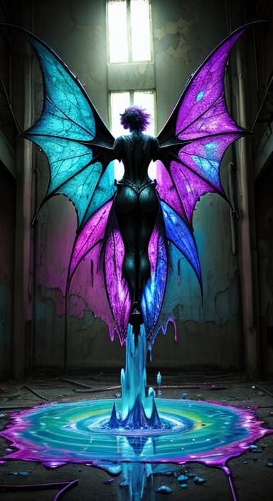 Neon Rainbow Bat in Abandoned Asylum