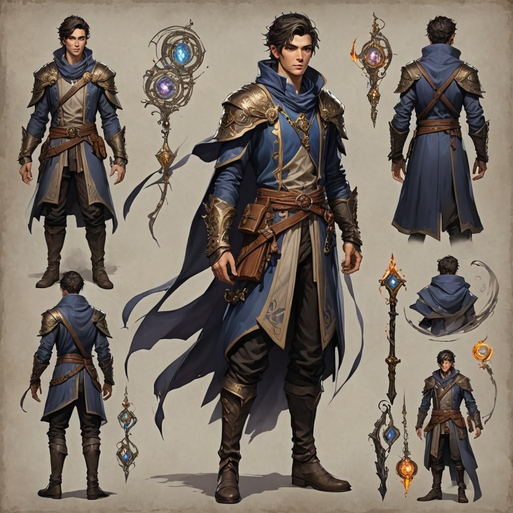 Young Male Mage in Fantasy Style