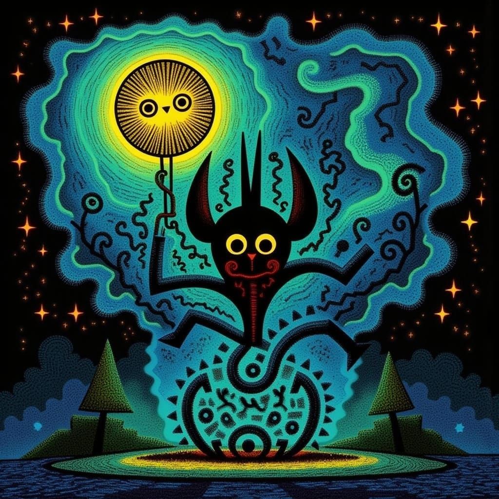 Robotic Cat in Cyberpunk Landscape