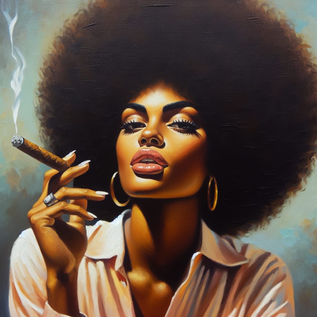 Afro-Cuban Woman Smoking Cigar in 19th-Century Realism