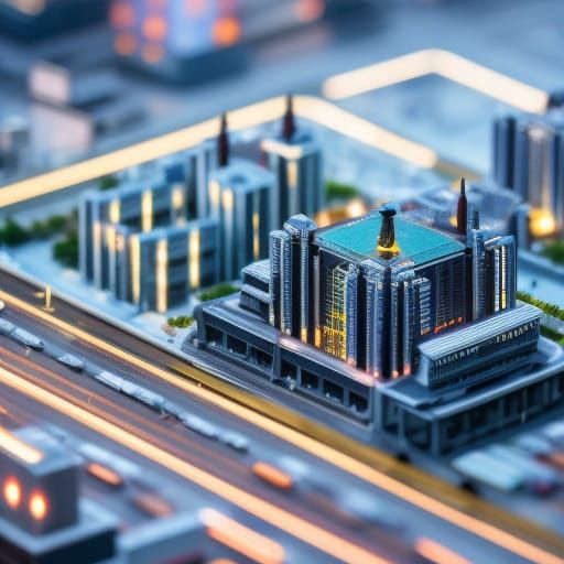 Electrical Circuit City Inside Glass Box: Tilt-Shift Photo