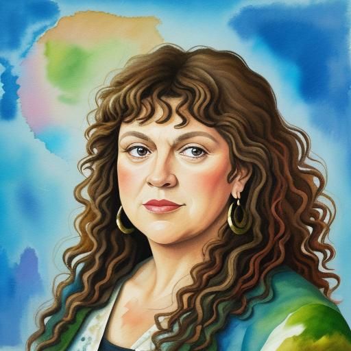 Aida Turturro in Gouache Watercolor Impressionist Style