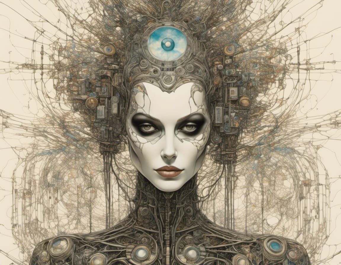 Iridescent Cybernetic Jack Skellington Wireframe Schematic