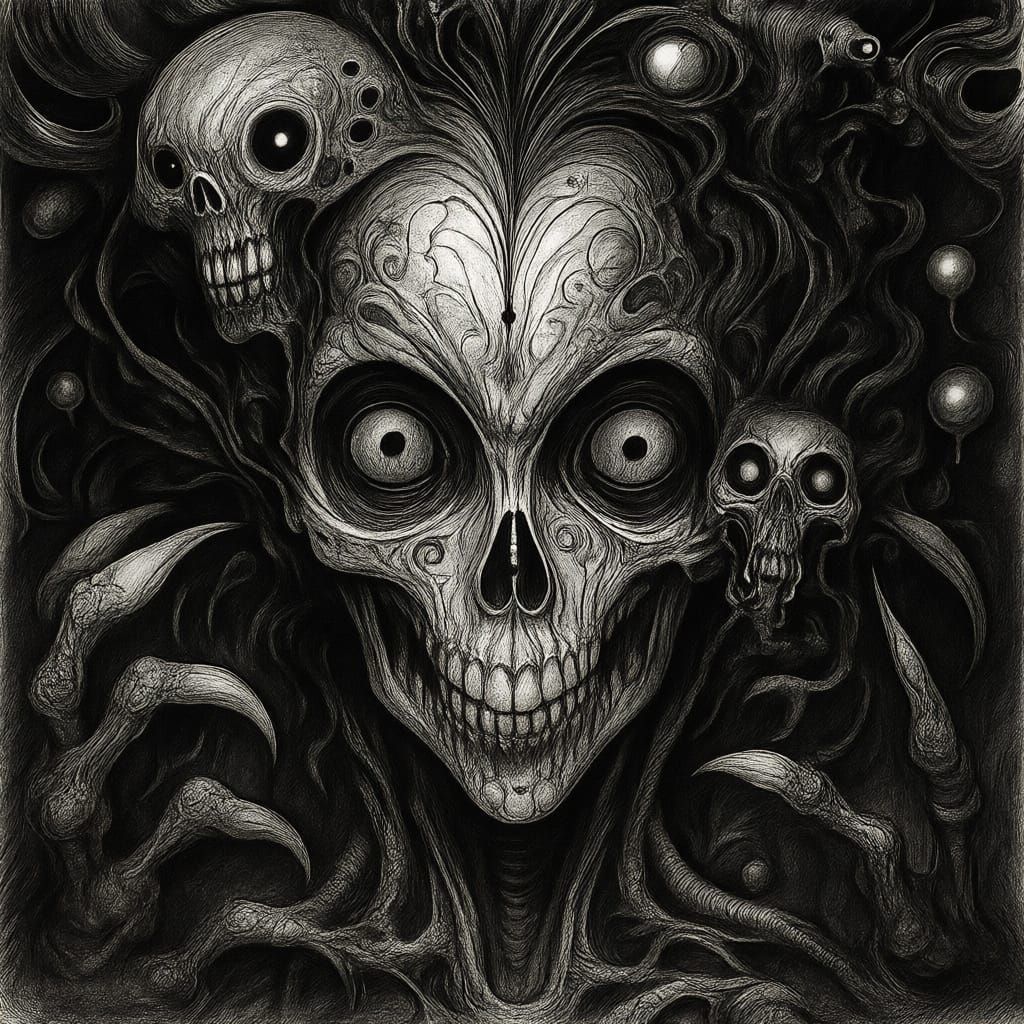 Nightmarish Lovecraftian Creature in Dark Sci-Fi Style