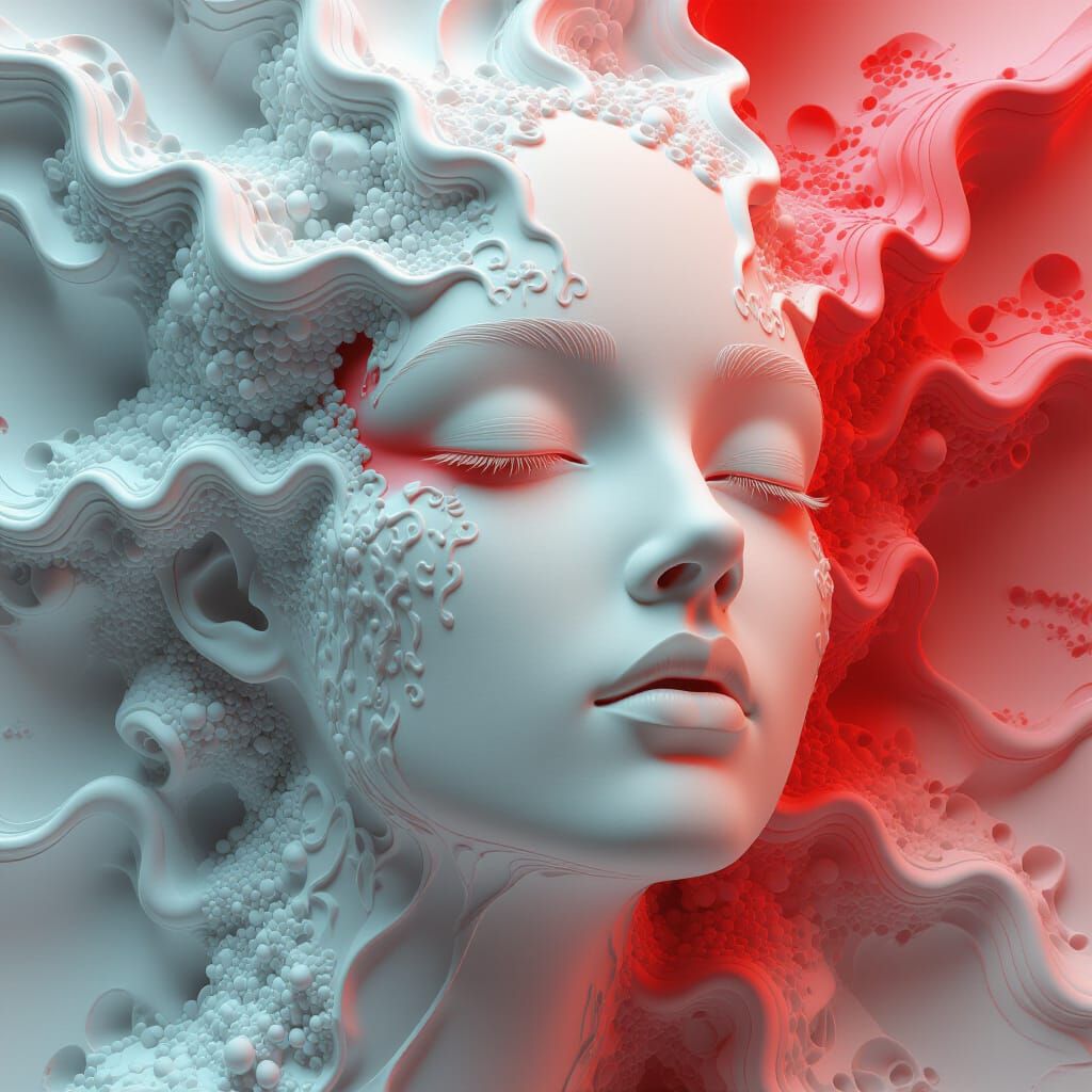 Abstract Vermilion Surrealism in 8-Bit Style