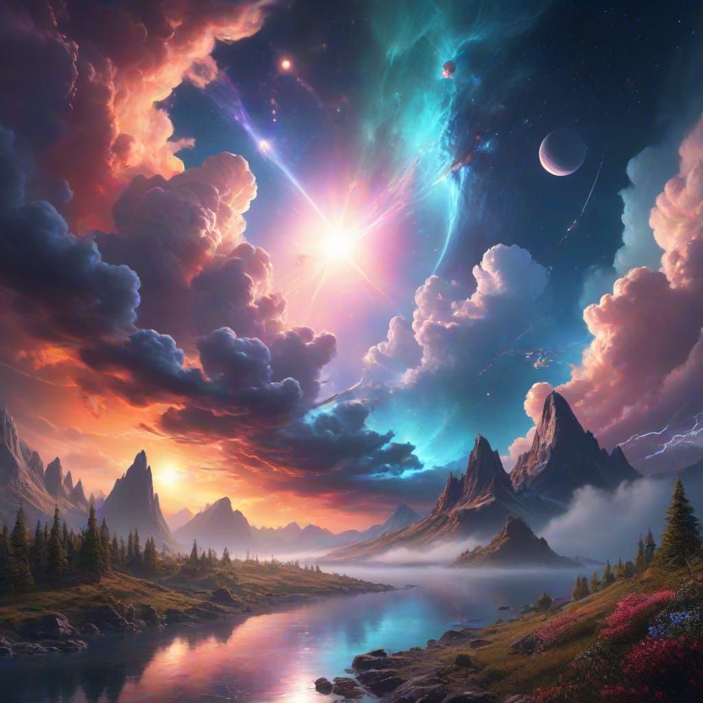 Stunning Goddess Surveys Celestial Fantasy Realm