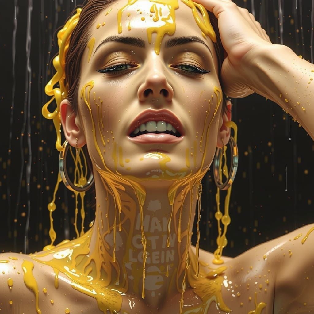 Woman Under Golden Rain Shower