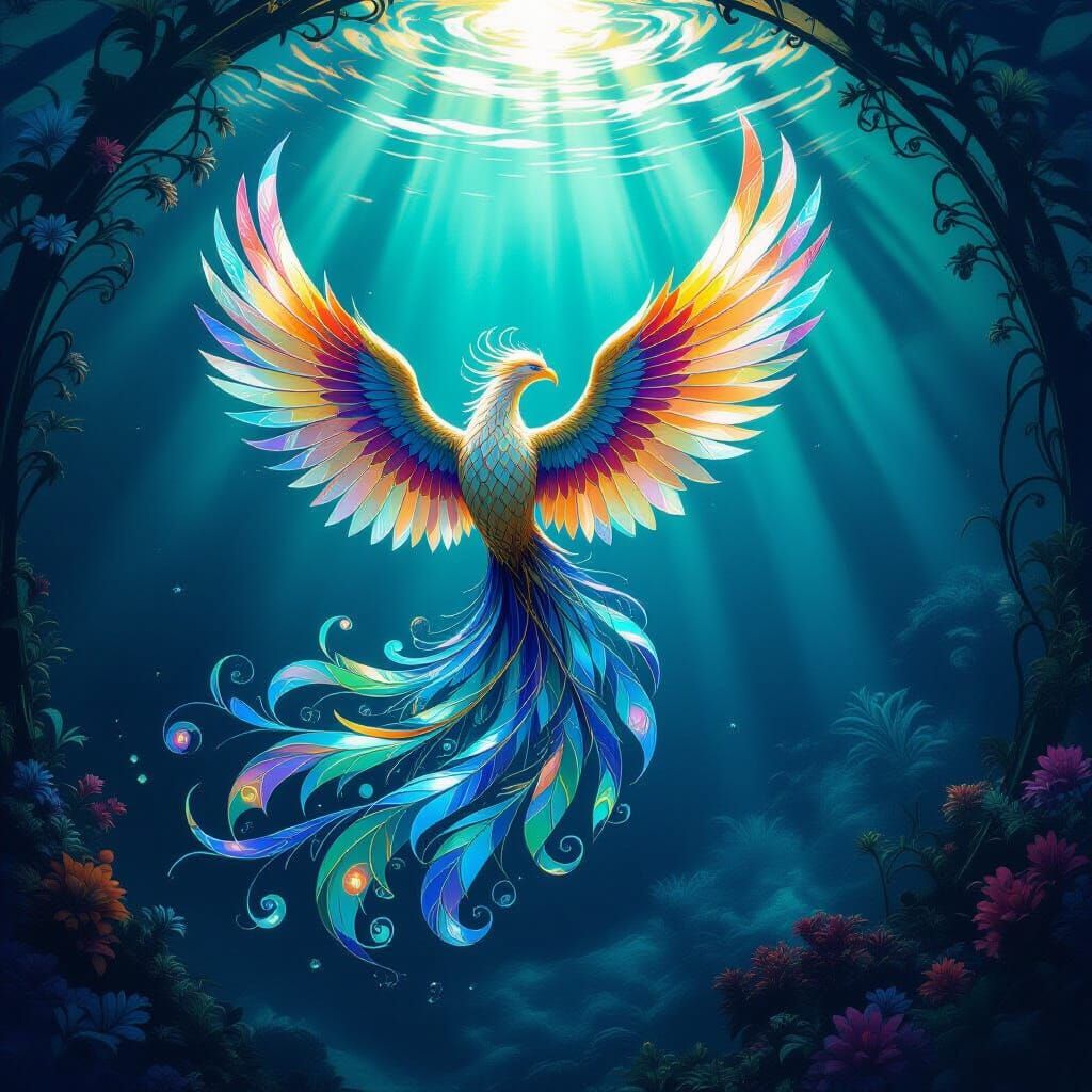 Sea Glass Phoenix Erupts From Ocean Vortex