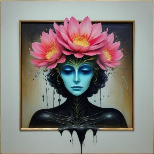 Glowing Flower Blooms in Surreal Oil Painting
