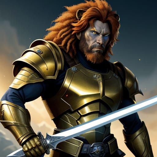 Lion-O with Sword in Sci-Fi Fantasy Art