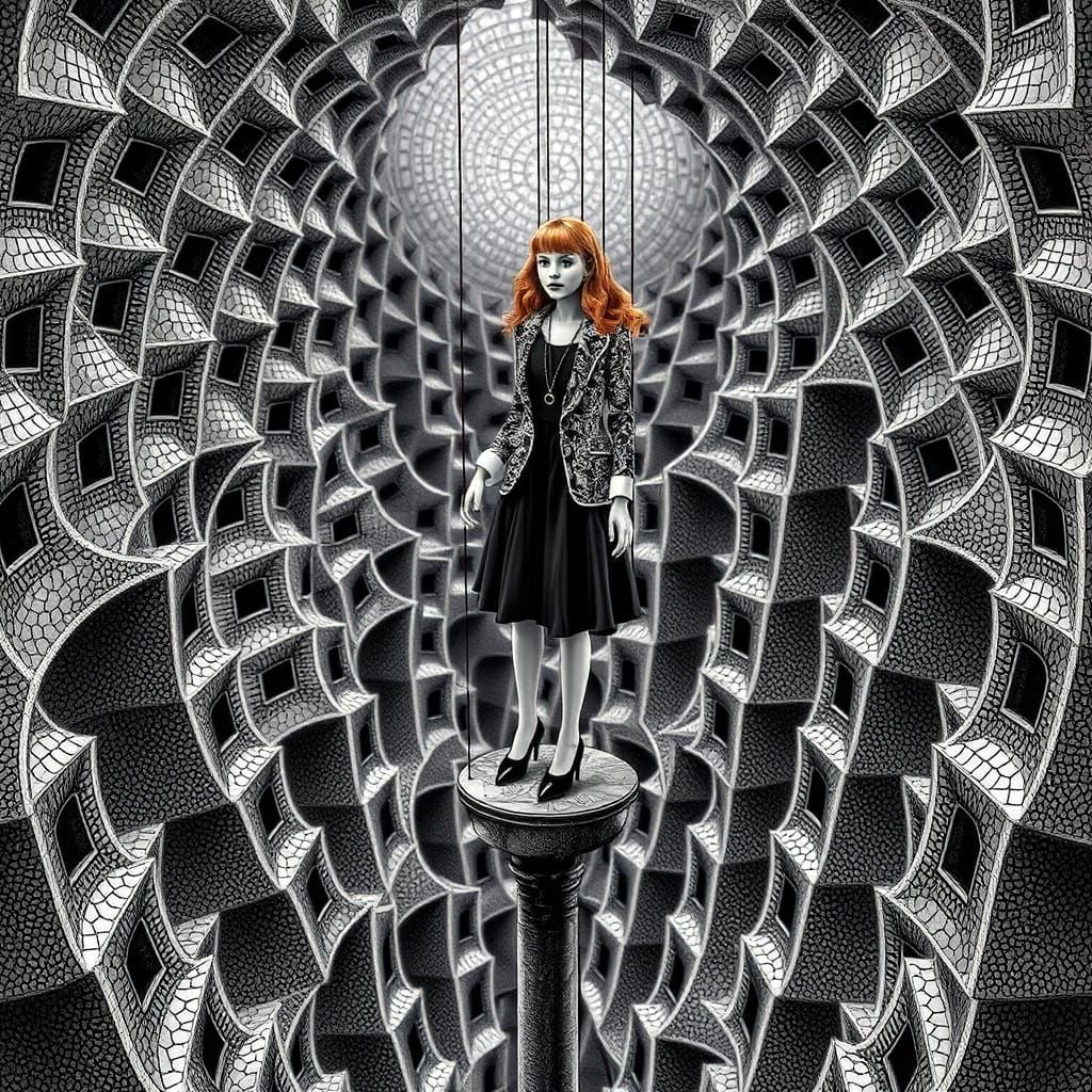 Marionette Woman in Geometric Abstraction