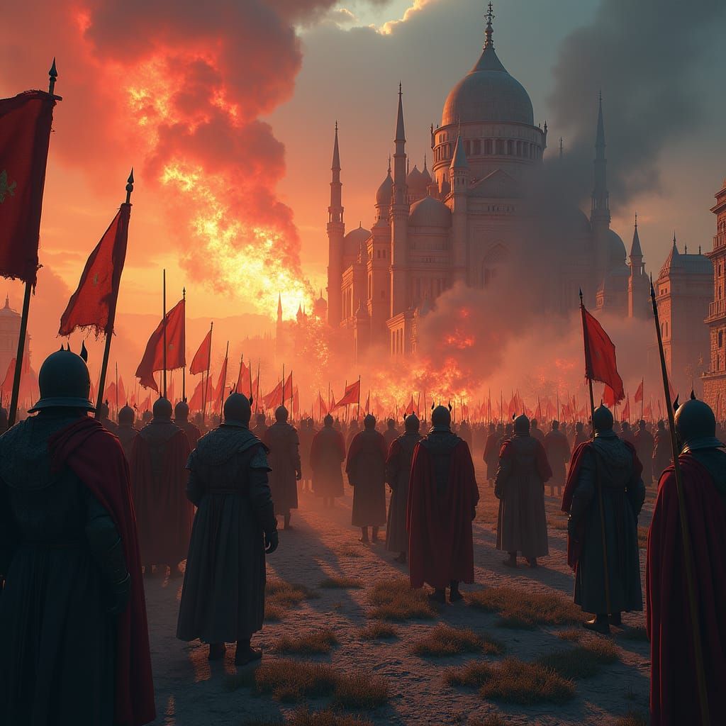 Ottoman Army vs Vlad in Dark Fantasy Landscape