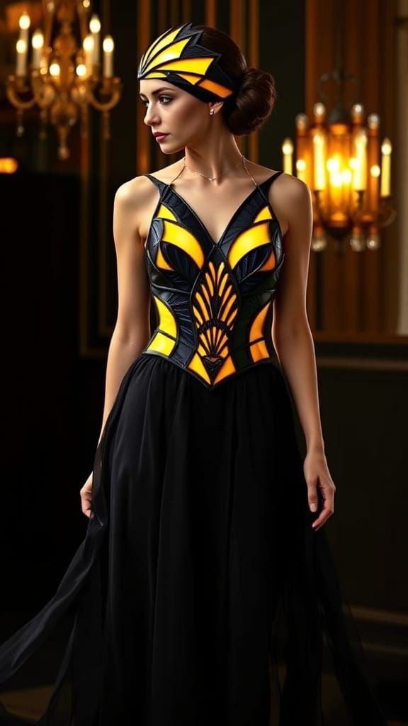 Art Deco Stained Glass Flapper Dress