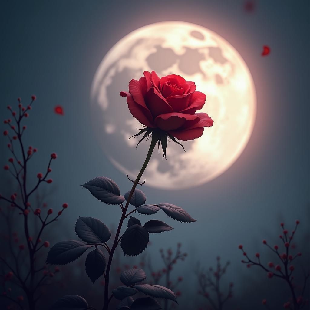 Red Rose and Moon: Fantasy Concept Art