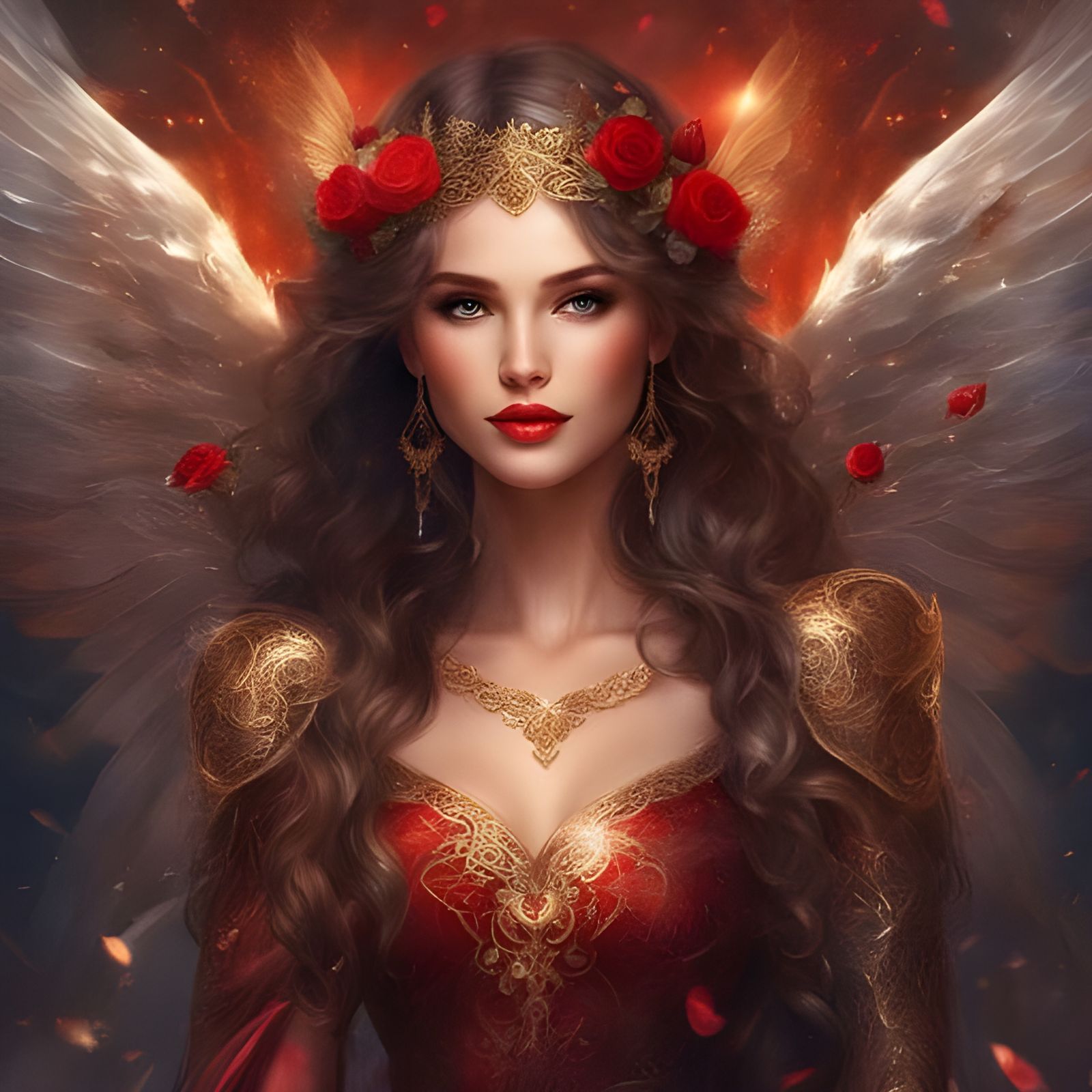 Beautiful Angel with Silver and Gold Sparkles