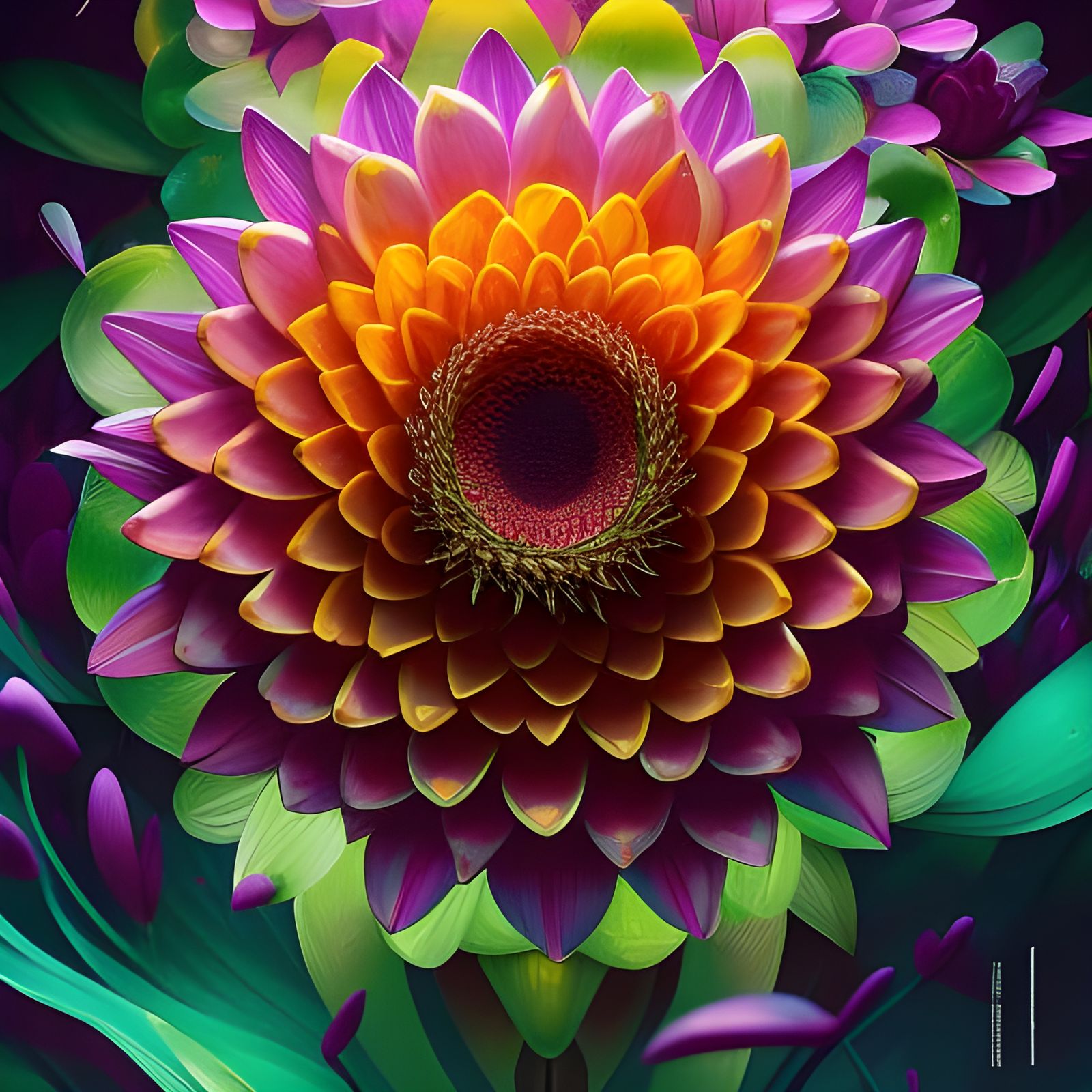 Geometric Flower of Life World in Stained Glass Style