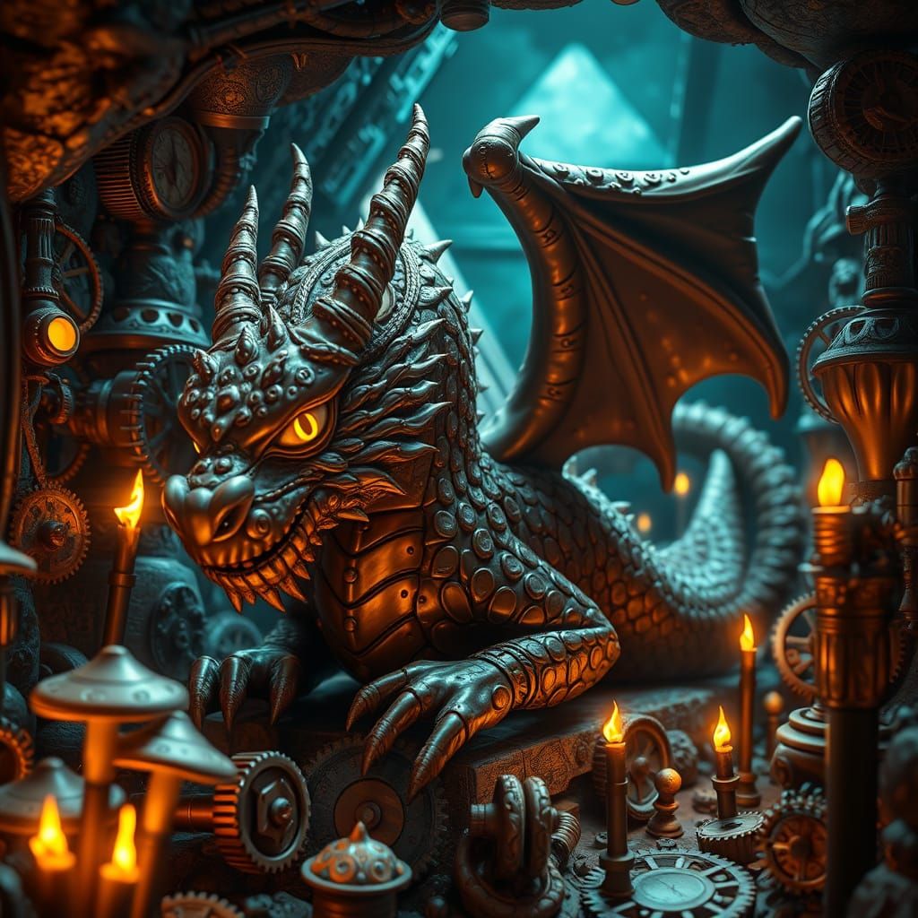 Chocolate Dragon Hoarding Clockwork Treasure