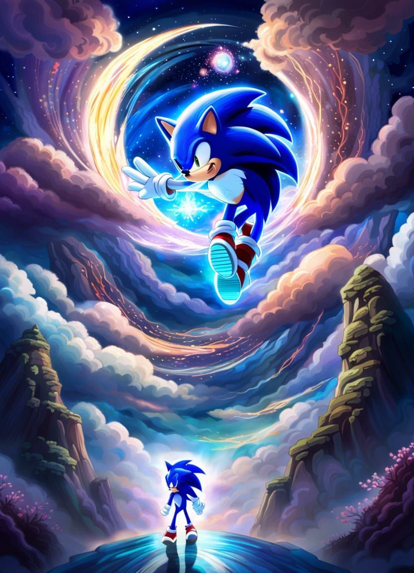 Sonic the Hedgehog in Ukiyo-e Cosmic Realm