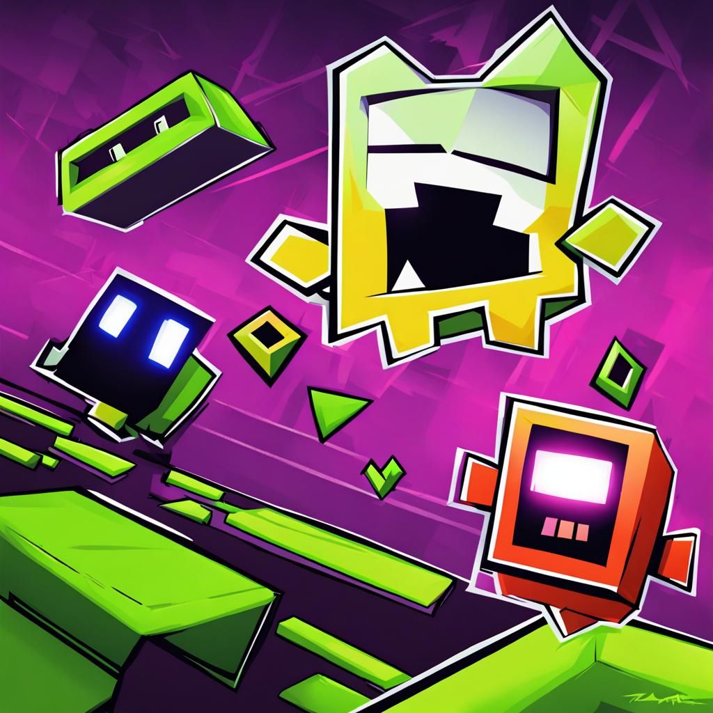 Geometry Dash Scene in Anime Style