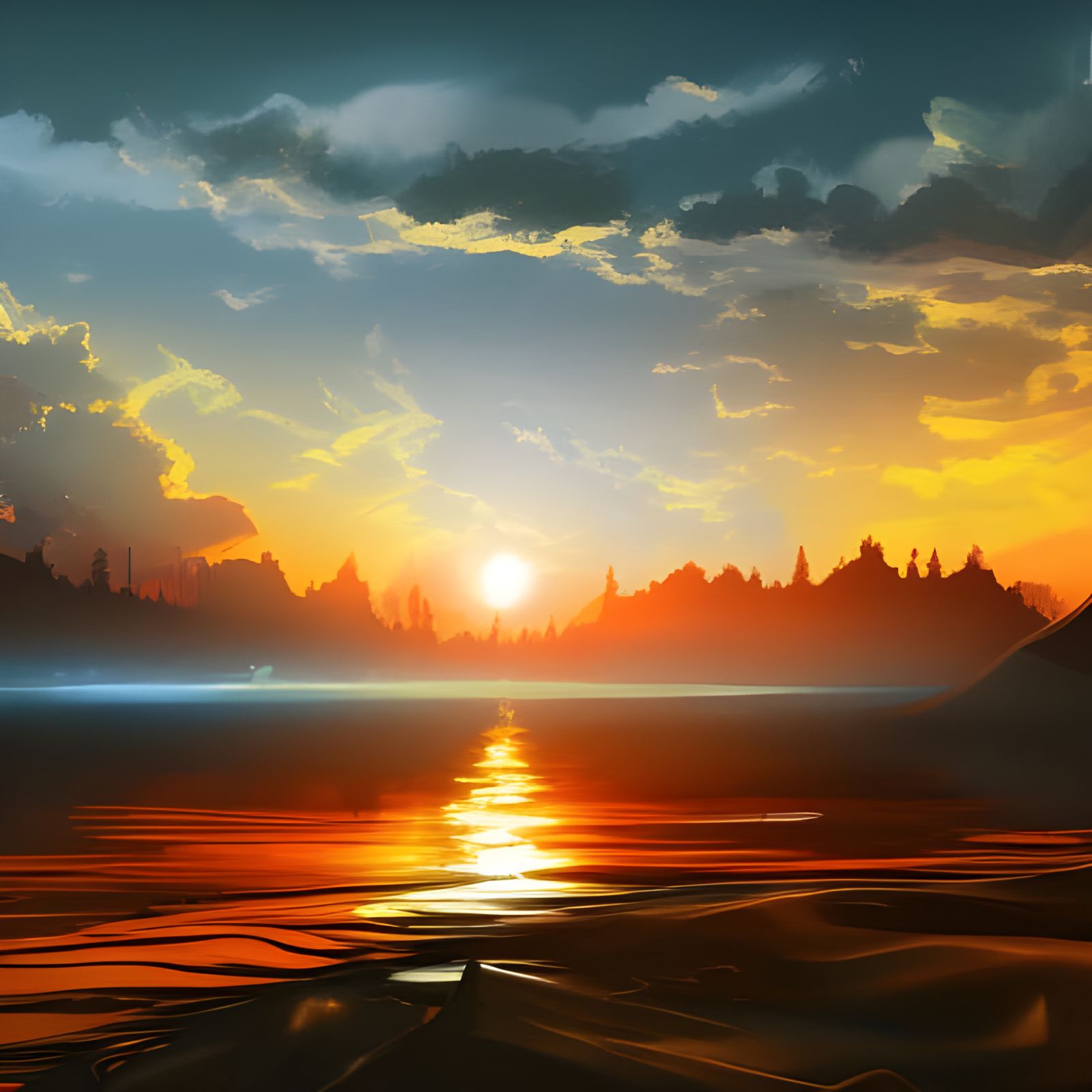 Vintage Sunset Acrylic Art in 8K Resolution