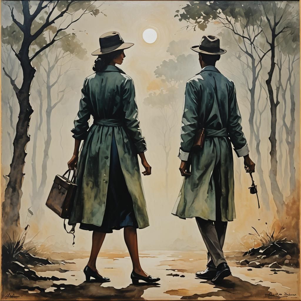 Radiant Silhouette with Floating Choices: Oil Painting