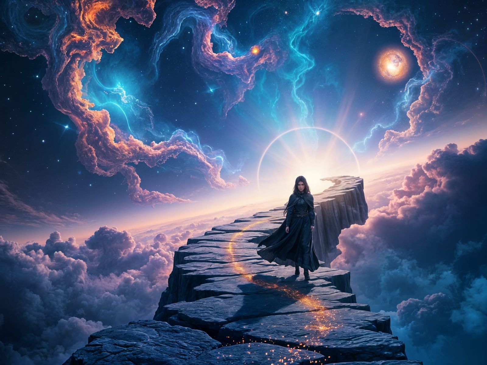 Surreal Astral Wanderer in Cosmic Landscape