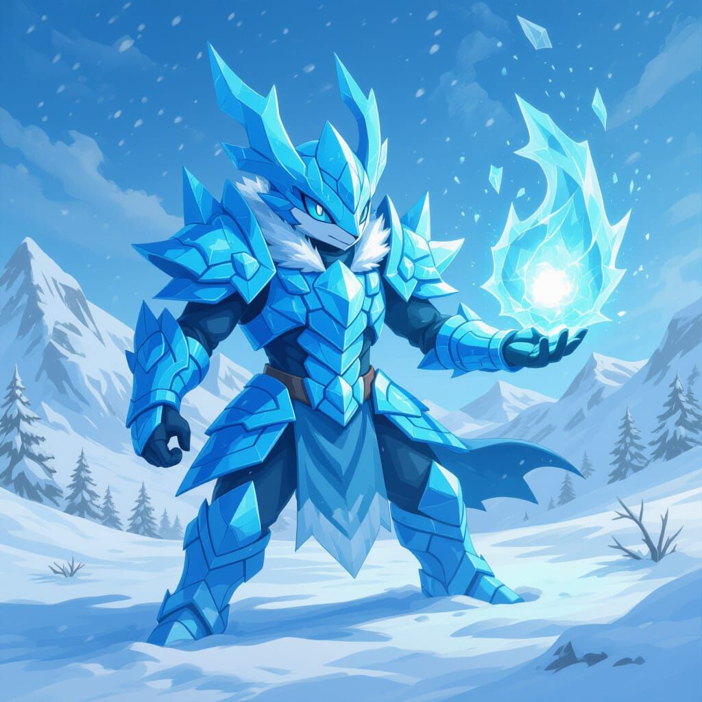 Icy Pokémon God in Digital Art Style