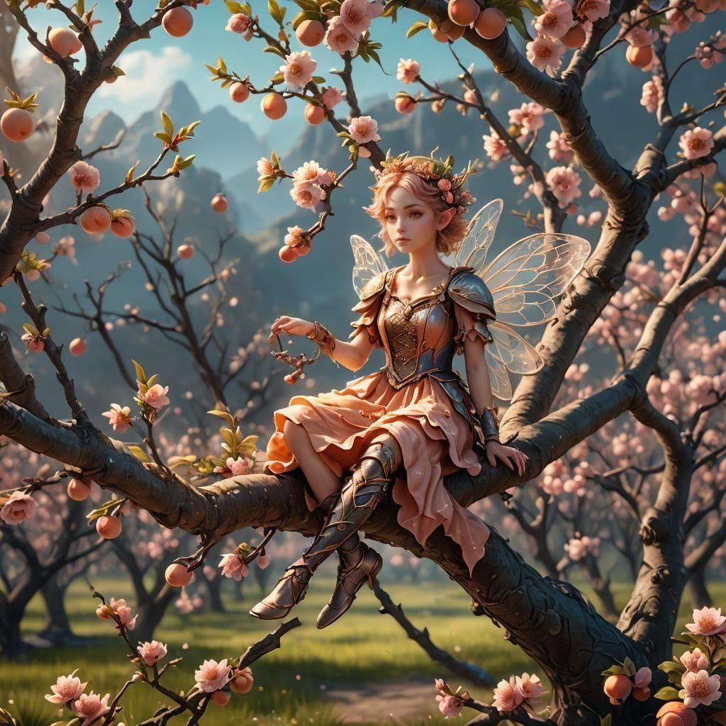Peach Orchard Fairy in Detailed Matte Painting