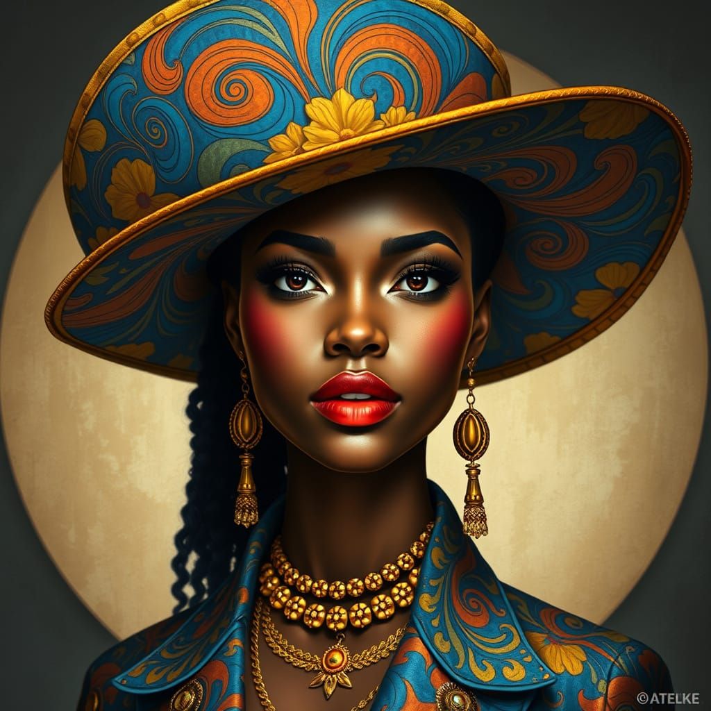 Nubian Woman with Gold Jewelry in Hyperrealistic Style