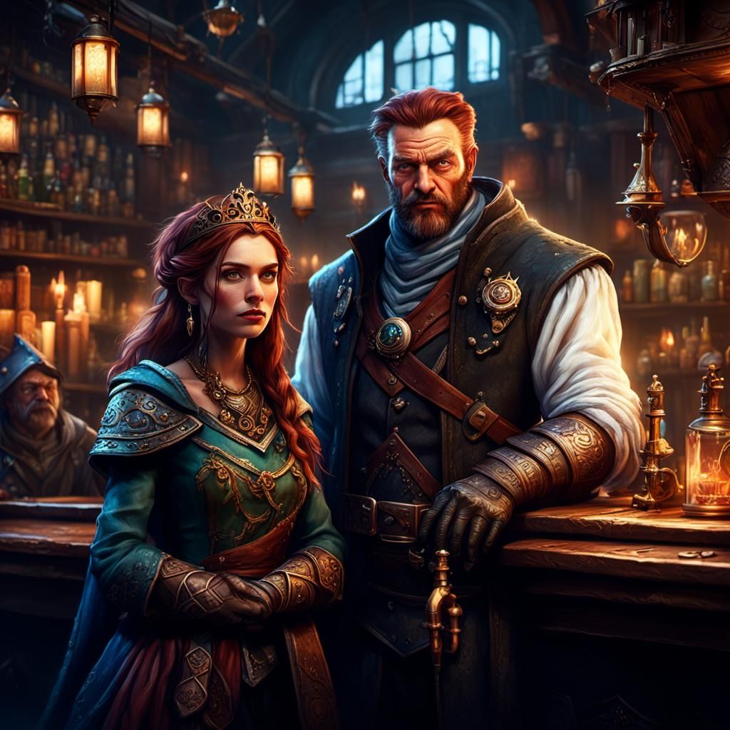 Adventurer and Sorceress Seek Job in Fantasy Tavern