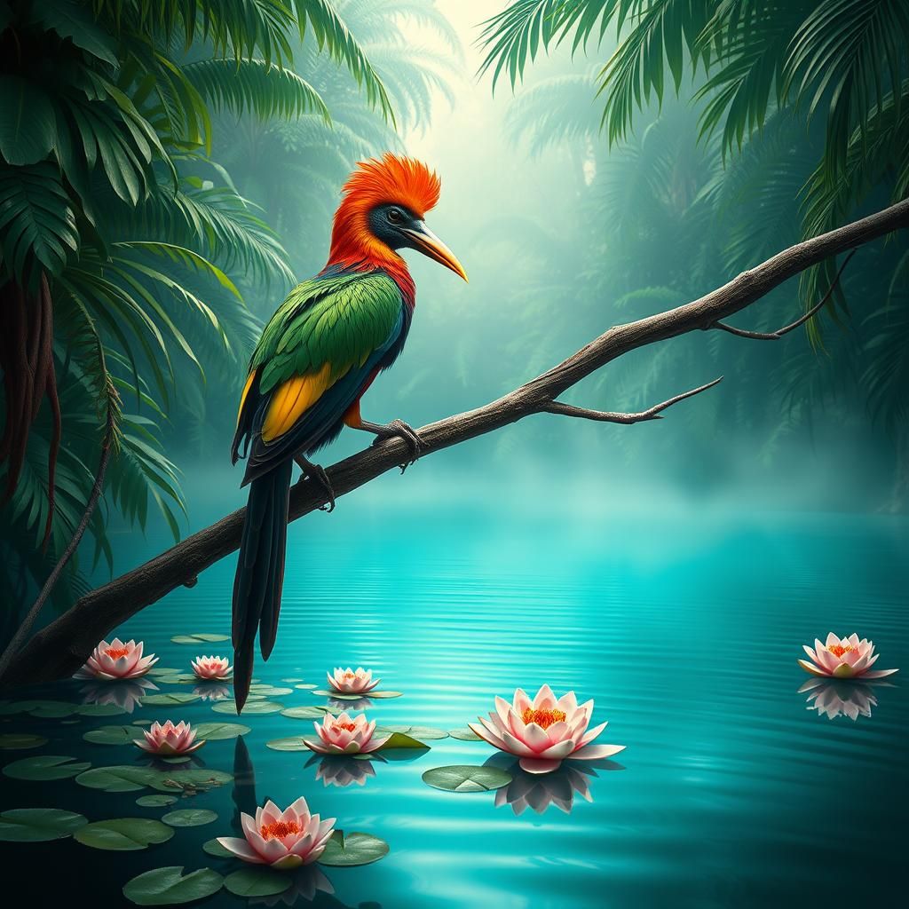 Hoatzin Bird in Amazon Jungle Concept Art