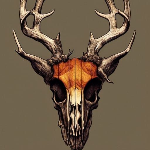 High Gothic Deer Skull in Autumnal Forest