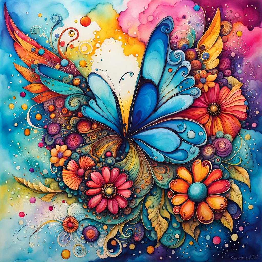 Fairy Flight in Abstract Rococo Sky-Land