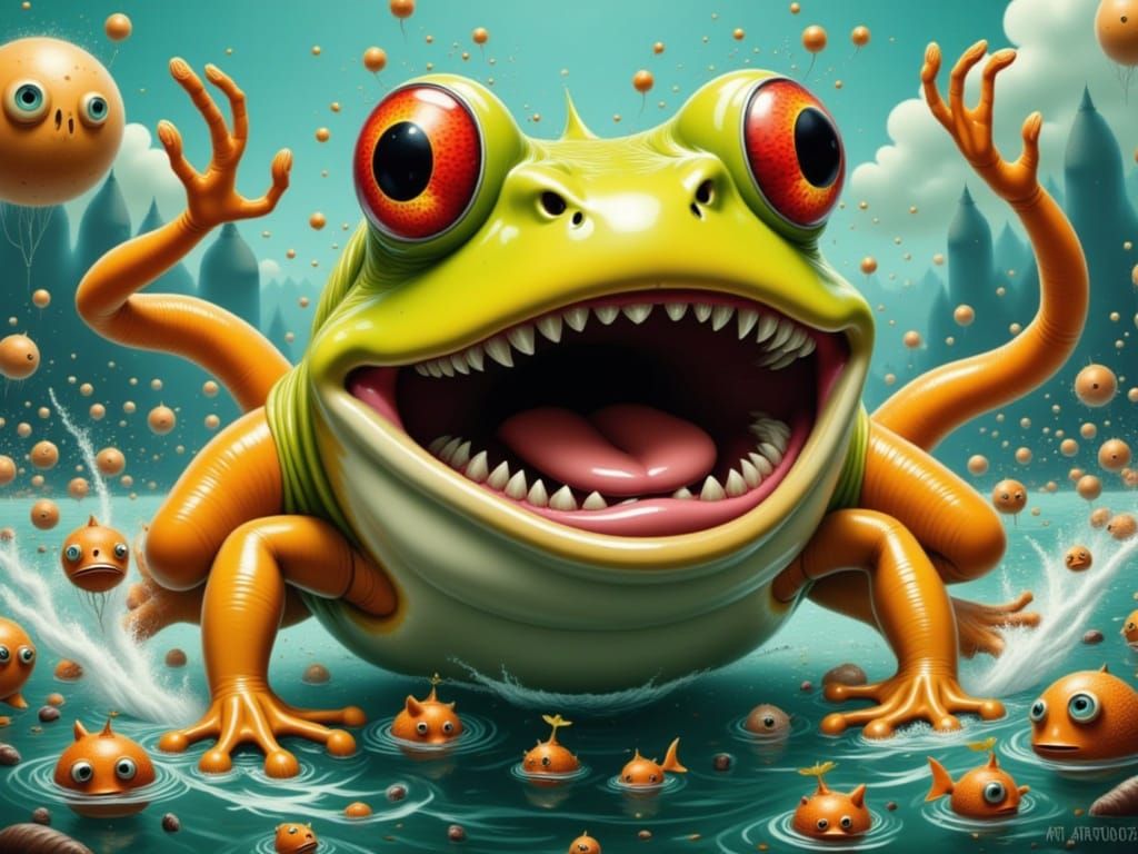 Frogman Unleashed in Cute Pop Surreal Style