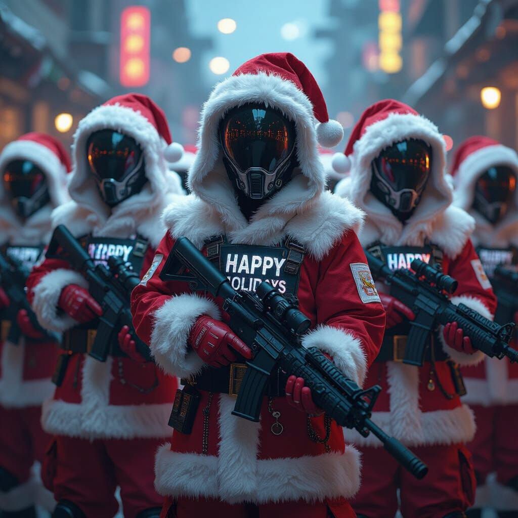 Futuristic Aliens in Festive Battle Gear