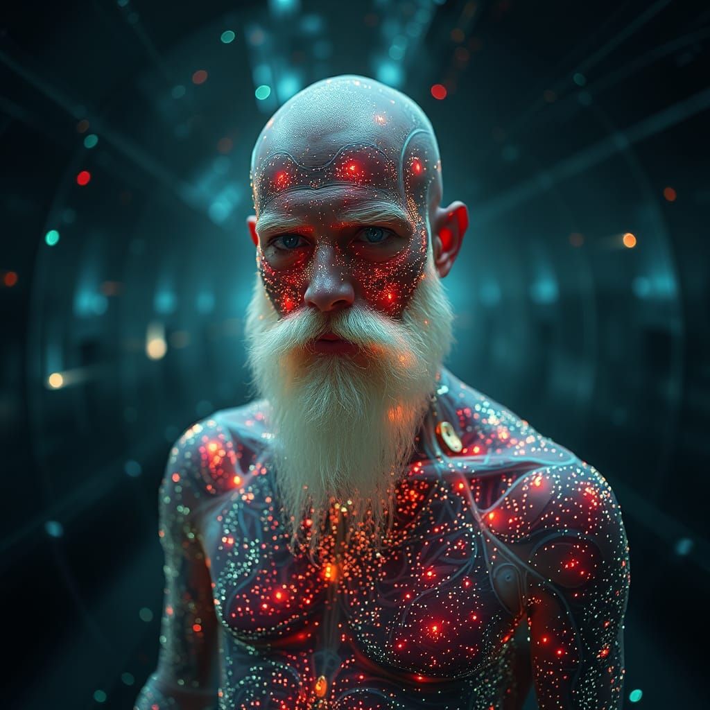 Glass Circuit Cyborg with Glitter Mosaic Skin