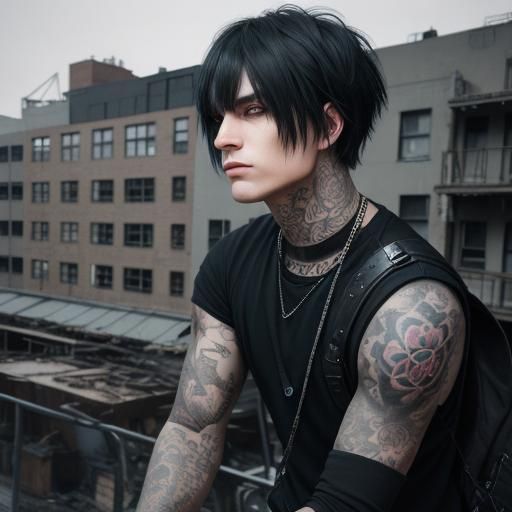 Gothic Man with Owl in Abandoned Factory Photo