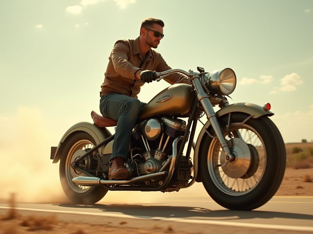 Retro-Futuristic Motorcycle in 1930s Style