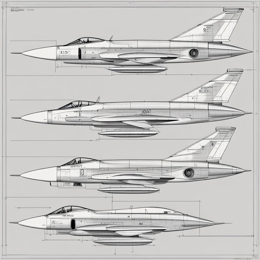 1960s Aircraft Engineering Blueprint: F-104 Starfighter / F-...