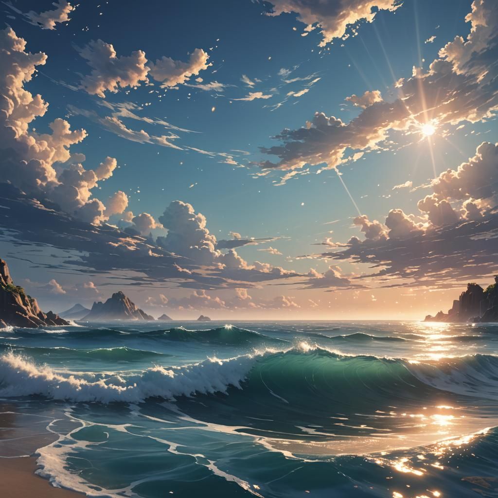 Shimmering Magical Sea in 3D Anime Style