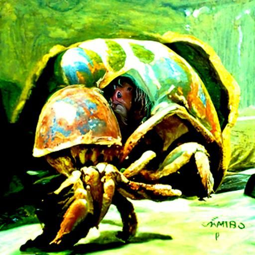 Hermit Crab Oil Painting in Gurney Style