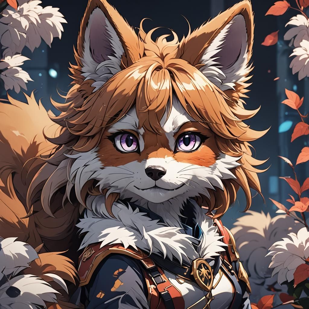 Anime Furry Character in Cel-Shaded Style