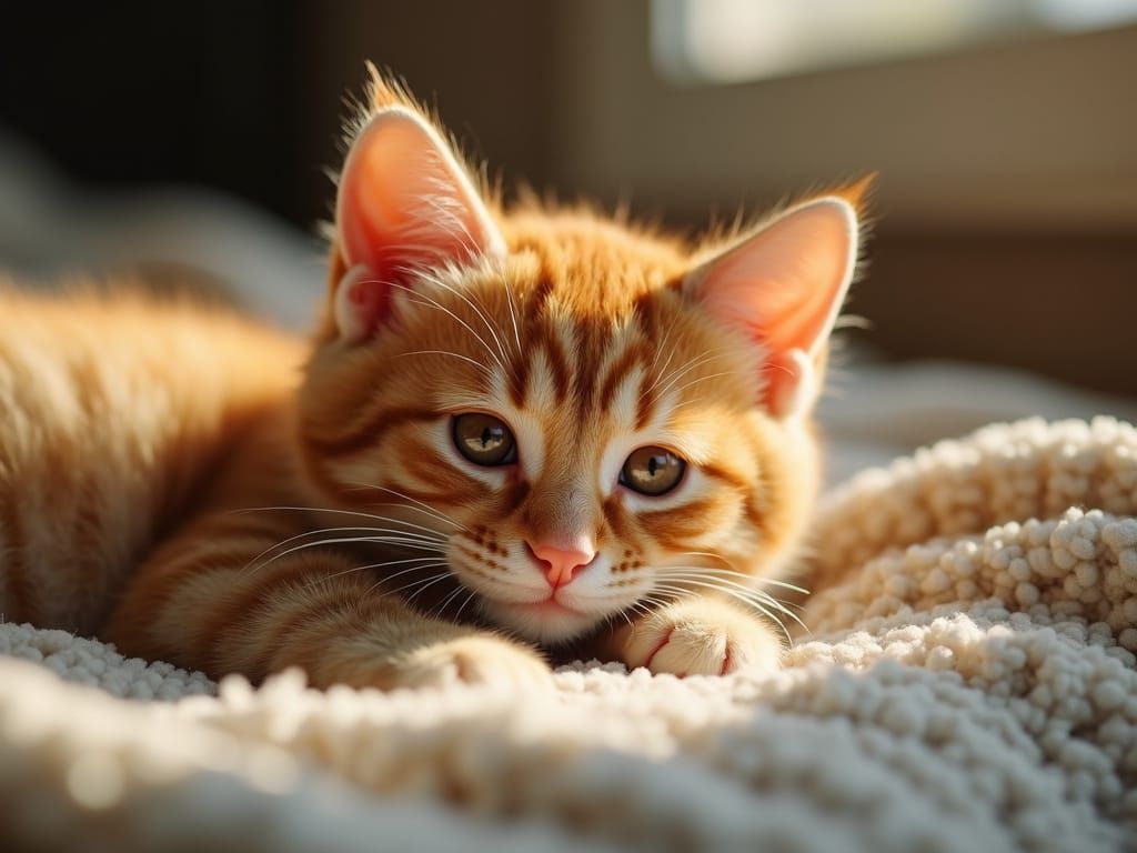 Cozy Orange Tabby Cat in Warm Natural Light