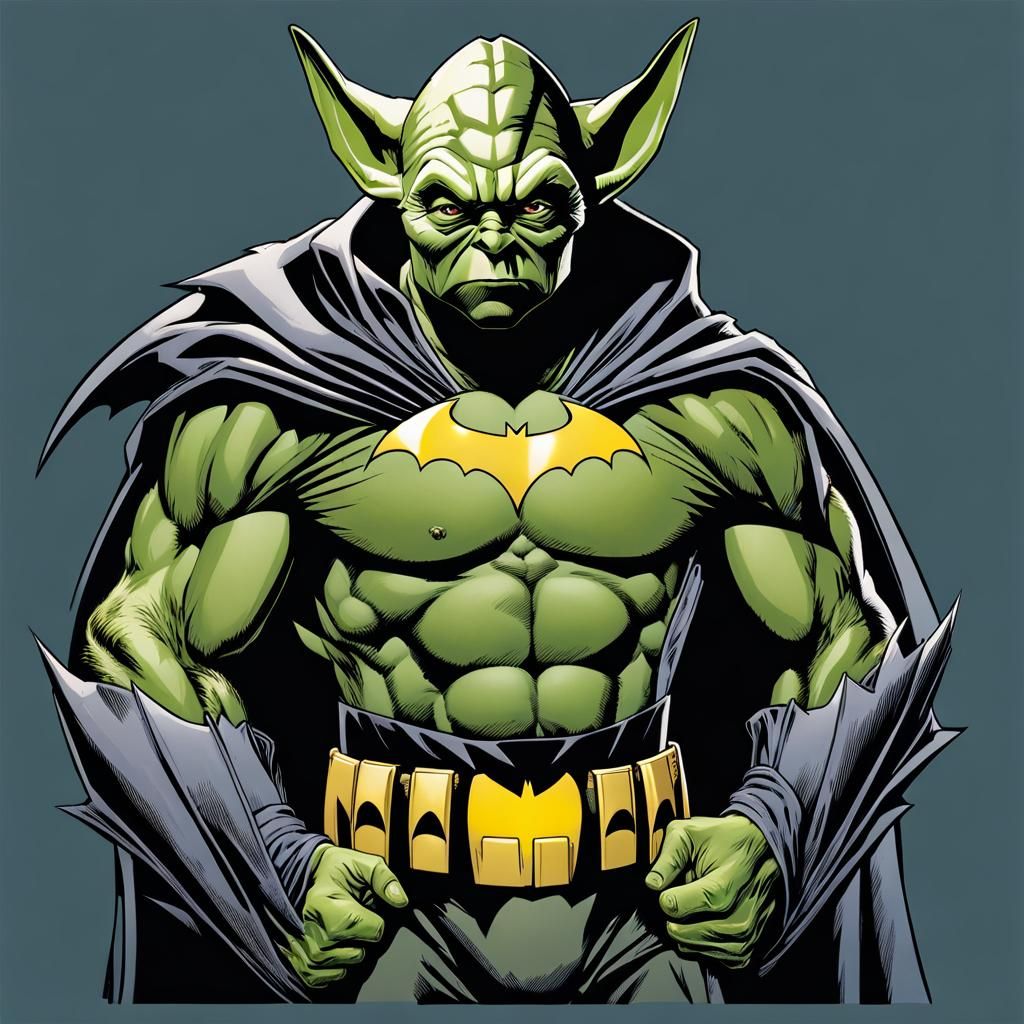 Yoda as Batman in Comic Book Style