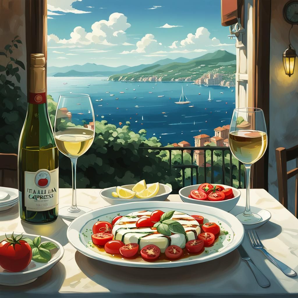 Caprese Salad in Studio Ghibli Style