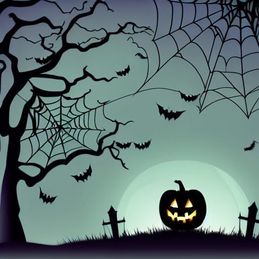 Eerie Halloween Background Scene, Orange-Free