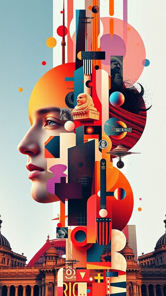 Abstract Expressionism Collage with Virtual Hallucinations