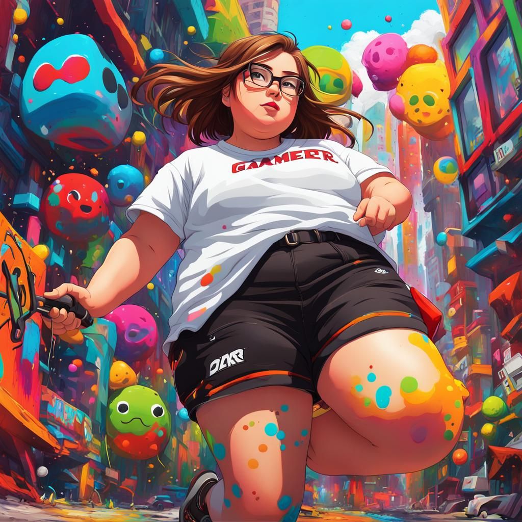 Anime Gamer Girl in a Vibrant Paradise