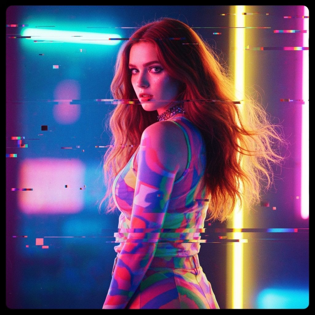 Glitchcore Portrait of a Woman Flickering Between Realities